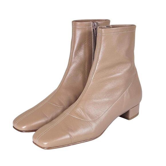 BY FAR Leather Low Heel Square Toe Booties $540 Size 37 - Picture 9 of 14